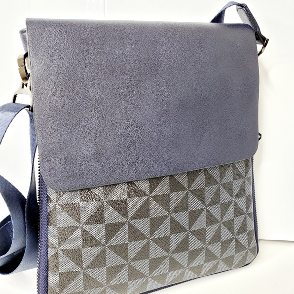 Classic Fashion Men's Blue Messenger Expandable Crossbody Shoulder Bag - Picture 4 of 14